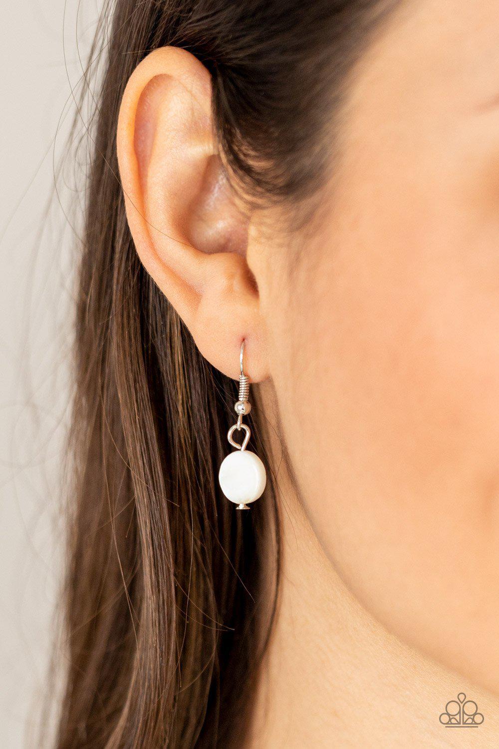 Extended STAYCATION Blue and White Shell Necklace - Paparazzi Accessories - free matching earrings -CarasShop.com - Paparazzi Jewelry by Cara Jewels