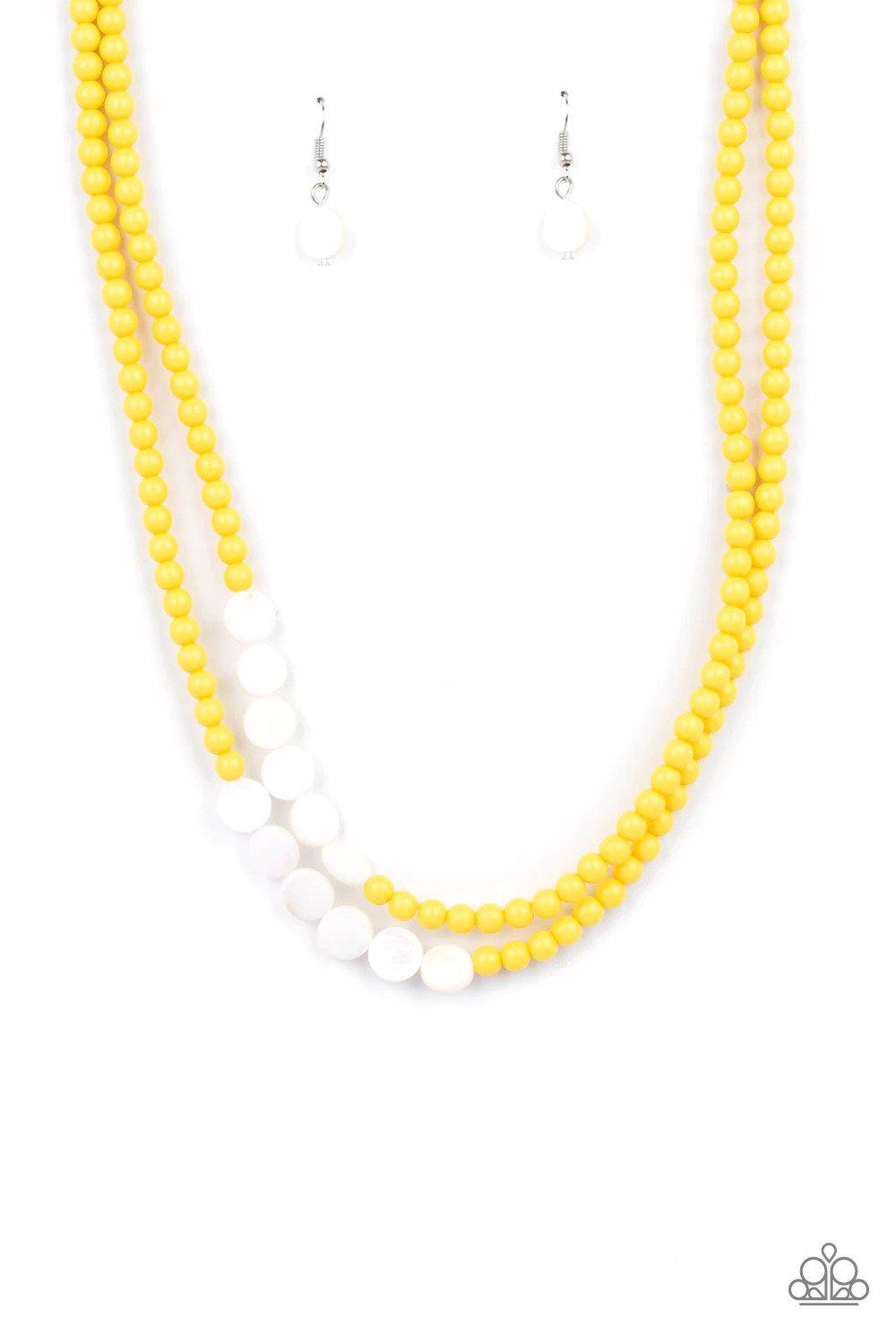 Extended STAYCATION Yellow Necklace - Paparazzi Accessories- lightbox - CarasShop.com - Paparazzi Jewelry by Cara Jewels