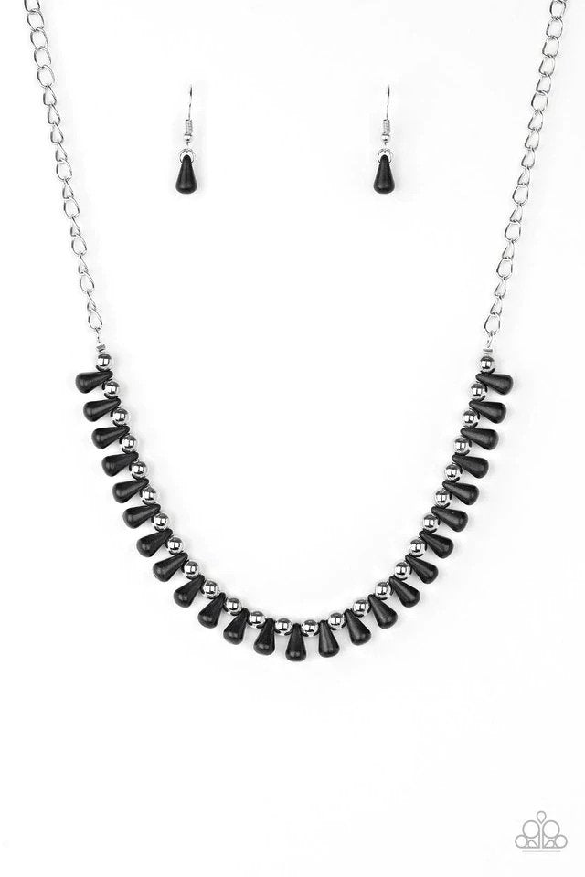 Extinct Species Black Stone Necklace - Paparazzi Accessories- lightbox - CarasShop.com - Paparazzi Jewelry by Cara Jewels