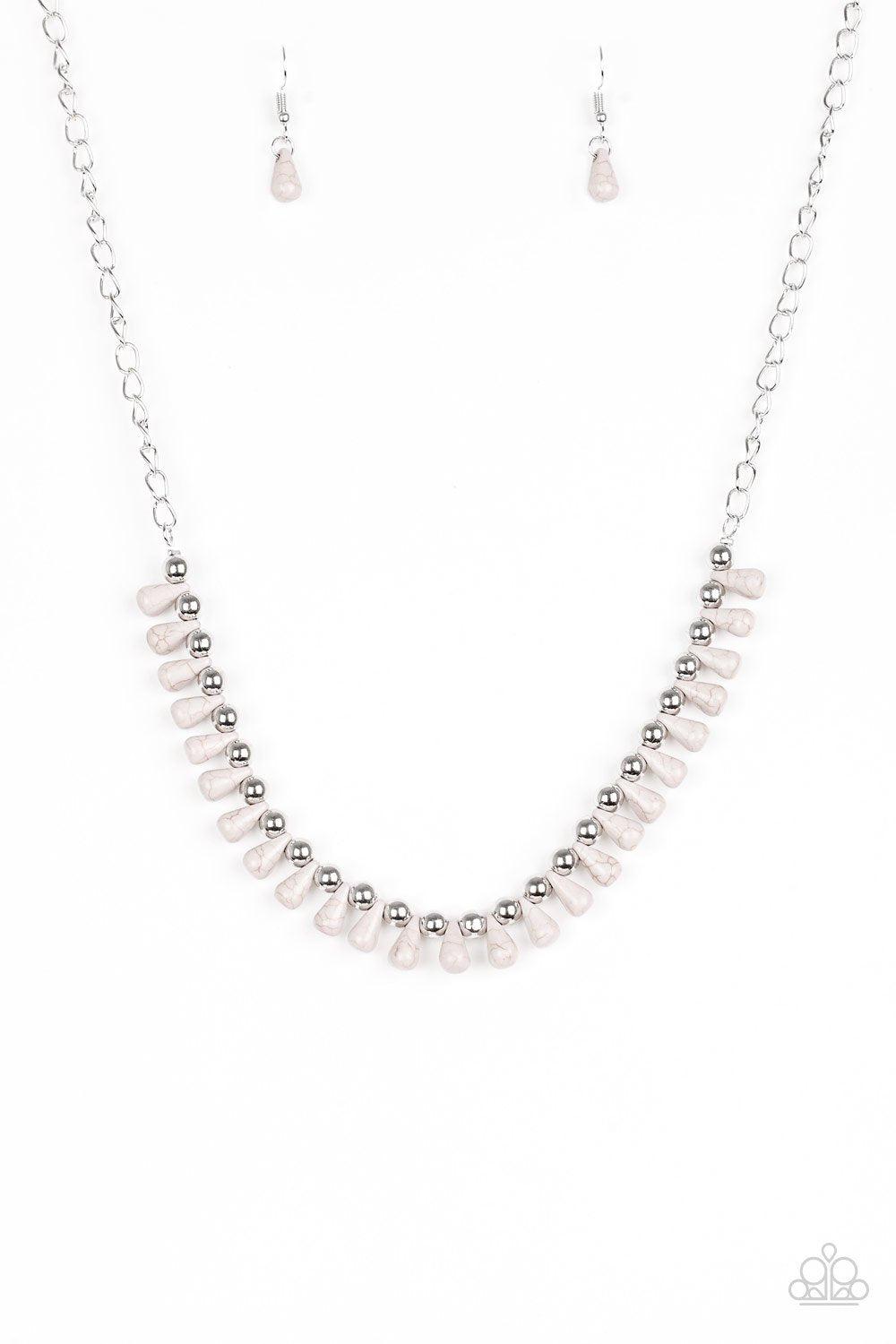 Extinct Species Silver Stone Necklace - Paparazzi Accessories- lightbox - CarasShop.com - Paparazzi Jewelry by Cara Jewels