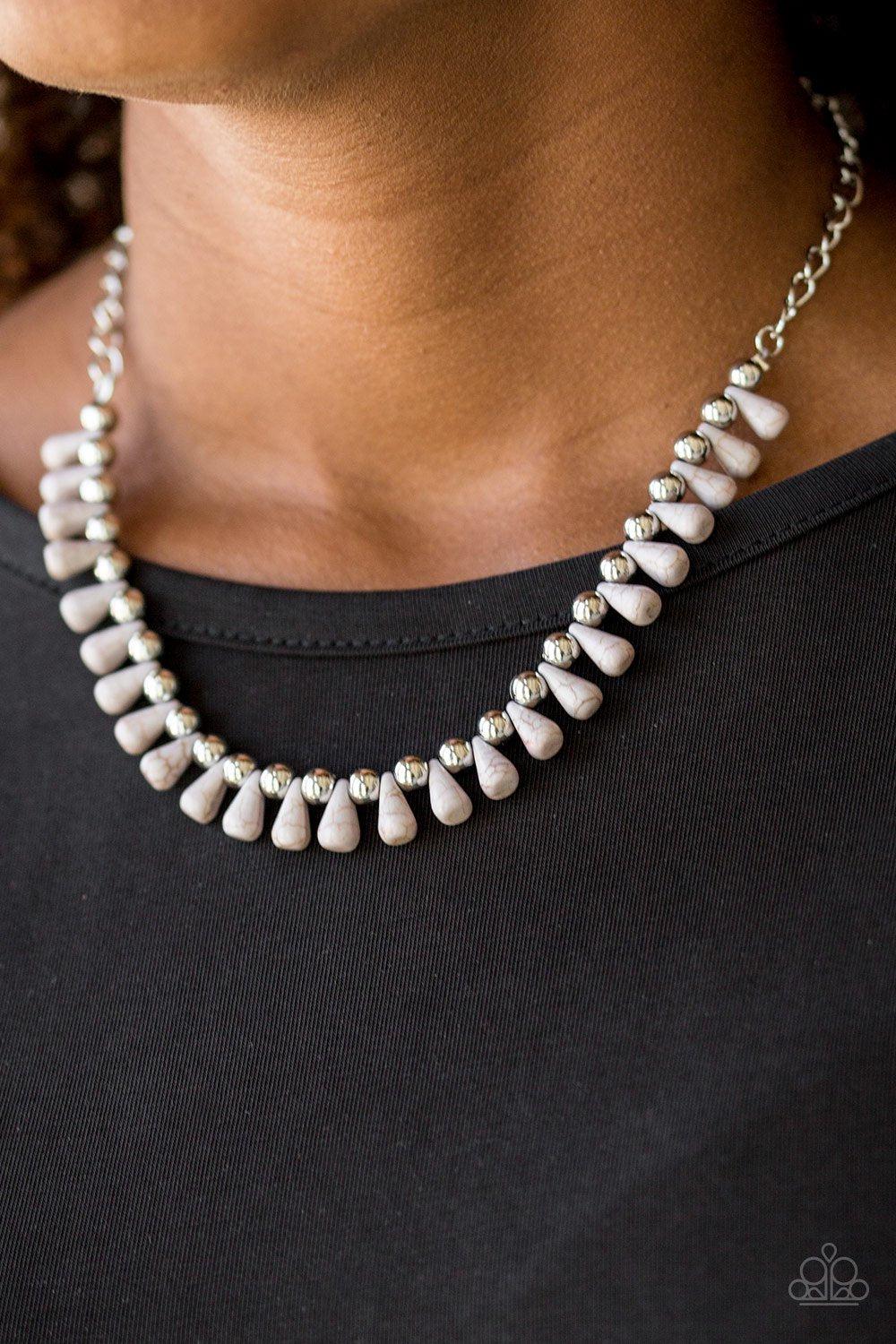 Extinct Species Silver Stone Necklace - Paparazzi Accessories- lightbox - CarasShop.com - Paparazzi Jewelry by Cara Jewels