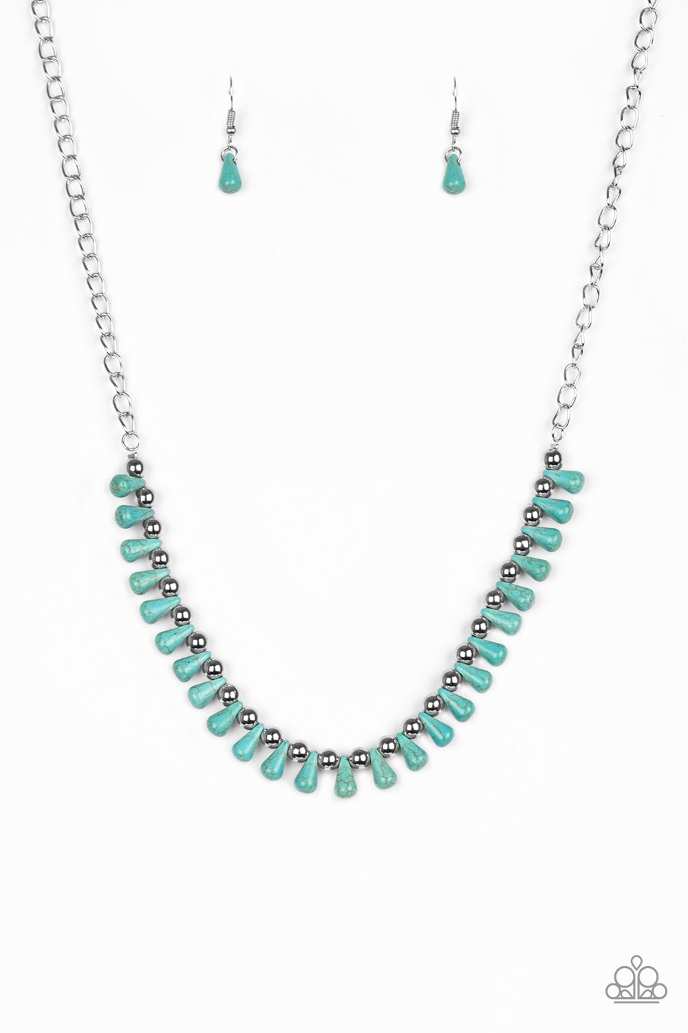Extinct Species Turquoise Blue Stone Necklace - Paparazzi Accessories- lightbox - CarasShop.com - Paparazzi Jewelry by Cara Jewels