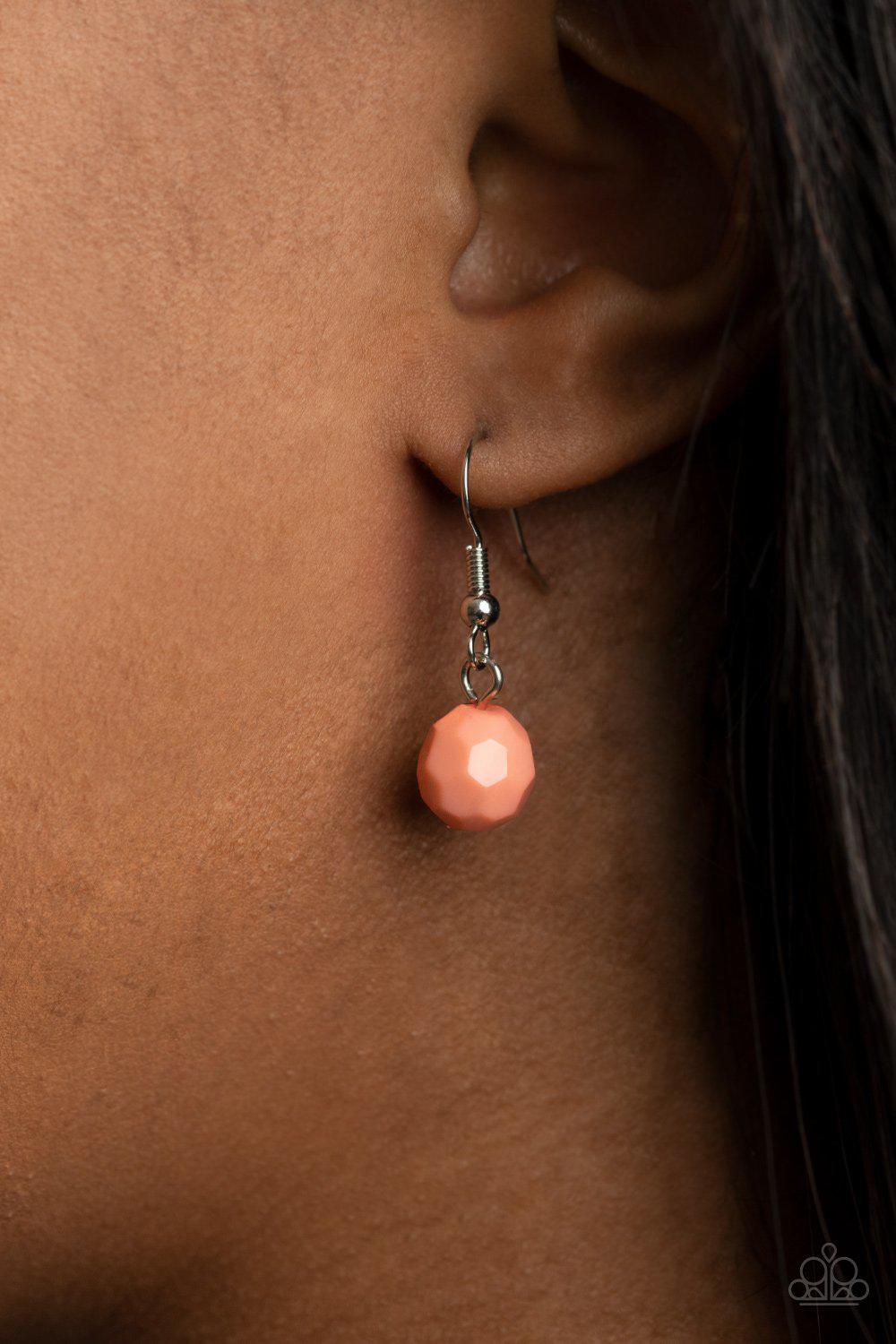 Extra Eloquent Coral and White Rhinestone Necklace - Paparazzi Accessories - free matching earrings -CarasShop.com - Paparazzi Jewelry by Cara Jewels