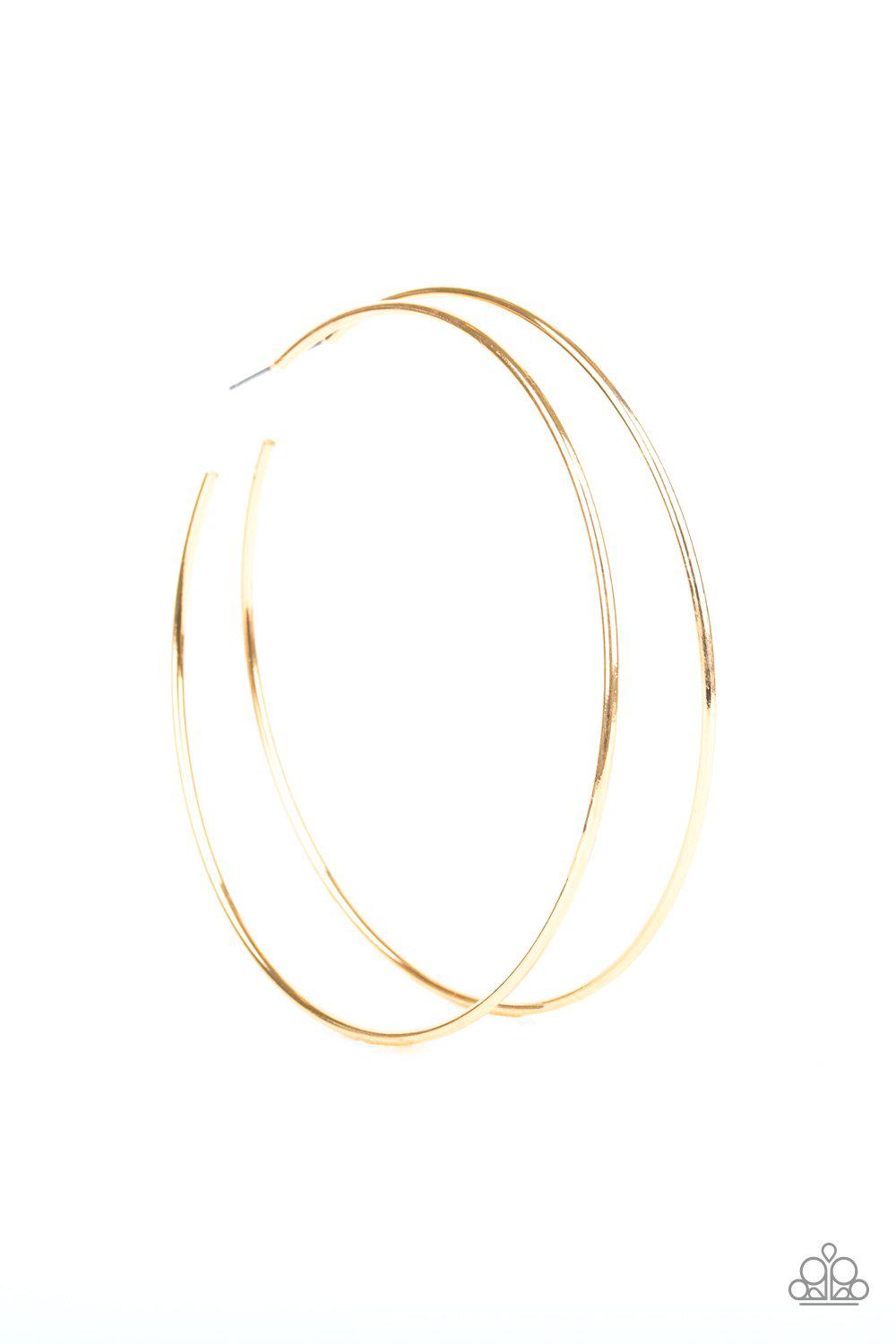 Extra Extra Gold Hoop Earrings - Paparazzi Accessories- lightbox - CarasShop.com - Paparazzi Jewelry by Cara Jewels