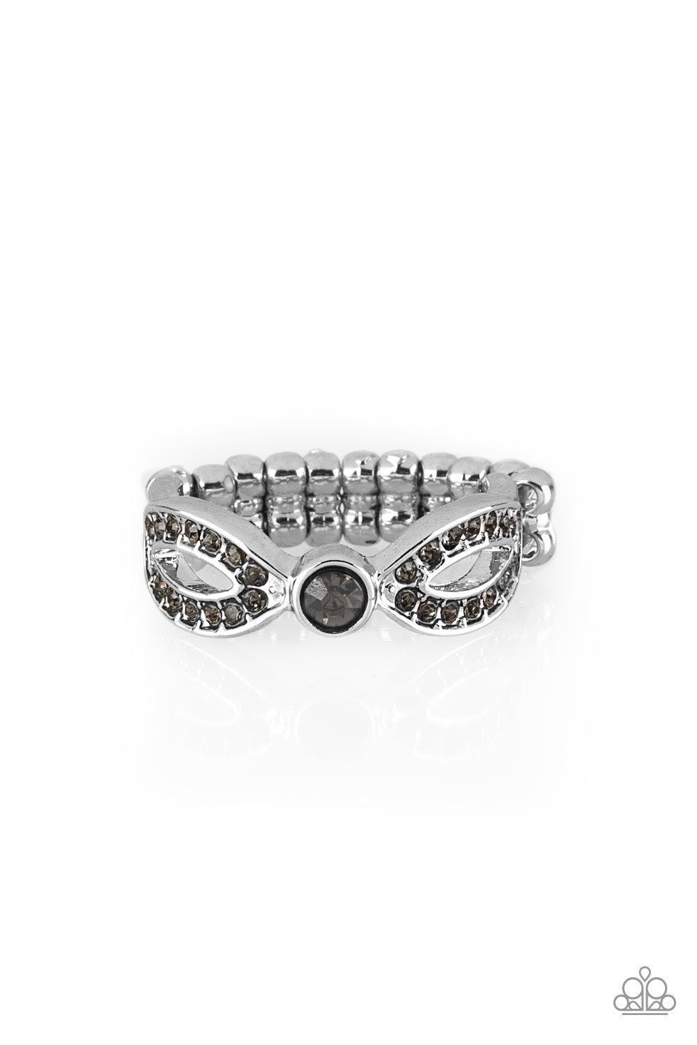 Extra Side of Elegance Silver Rhinestone Ring - Paparazzi Accessories- lightbox - CarasShop.com - Paparazzi Jewelry by Cara Jewels