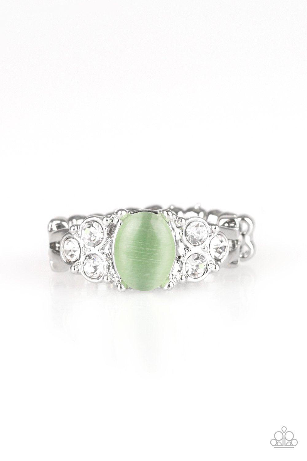 Extra Spark-tacular Green Moonstone Ring - Paparazzi Accessories- lightbox - CarasShop.com - Paparazzi Jewelry by Cara Jewels