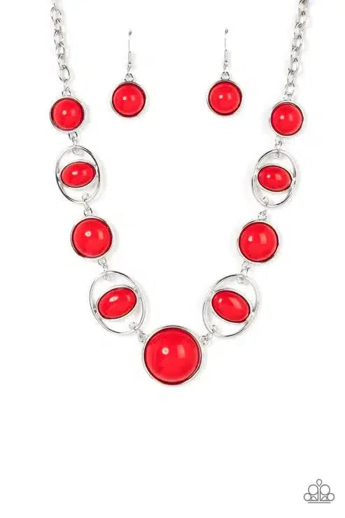Eye of the BEAD-holder Red Necklace - Paparazzi Accessories- lightbox - CarasShop.com - Paparazzi Jewelry by Cara Jewels