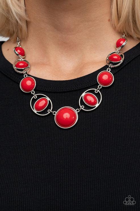 Eye of the BEAD-holder Red Necklace - Paparazzi Accessories- on model - CarasShop.com - Paparazzi Jewelry by Cara Jewels