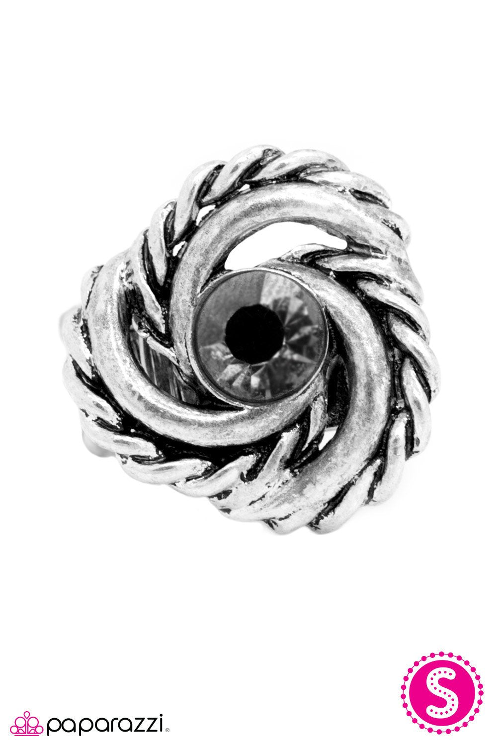 Eye Of The Hurricane Silver Ring - Paparazzi Accessories- lightbox - CarasShop.com - Paparazzi Jewelry by Cara Jewels