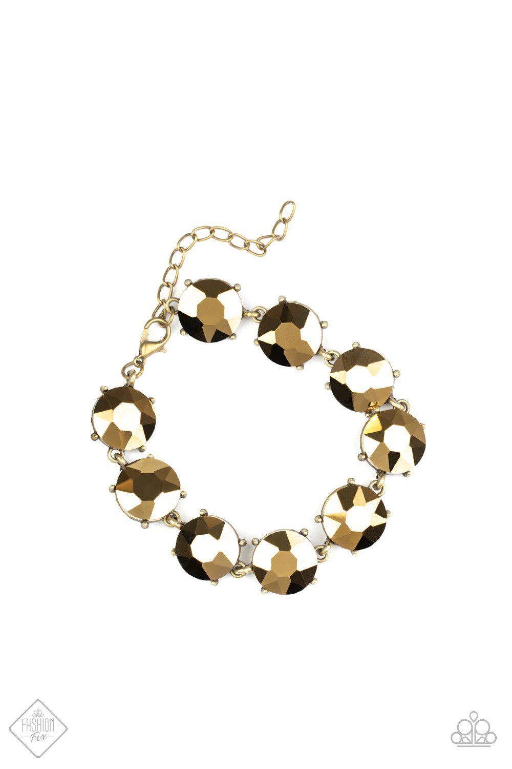 Fabulously Flashy Brass Bracelet - Paparazzi Accessories- lightbox - CarasShop.com - Paparazzi Jewelry by Cara Jewels