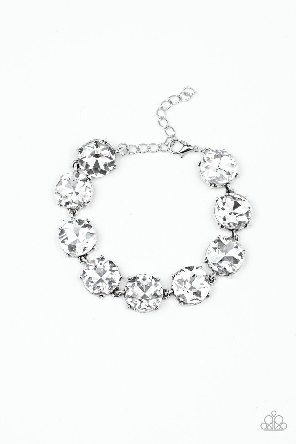 Fabulously Flashy White Rhinestone Bracelet - Paparazzi Accessories- lightbox - CarasShop.com - Paparazzi Jewelry by Cara Jewels
