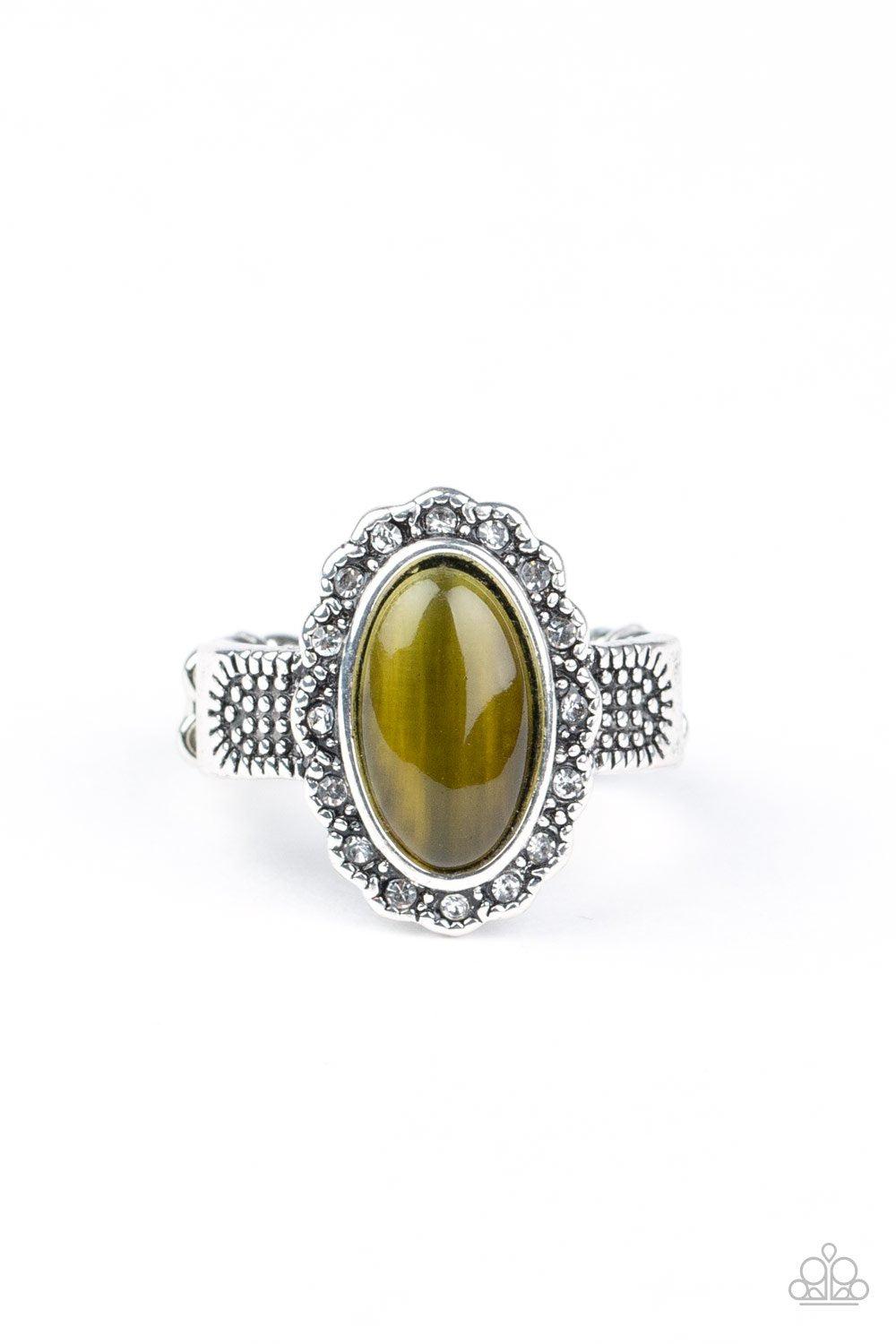 Fabulously Flawless Olive Green Cat's Eye Stone Ring - Paparazzi Accessories- lightbox - CarasShop.com - Paparazzi Jewelry by Cara Jewels