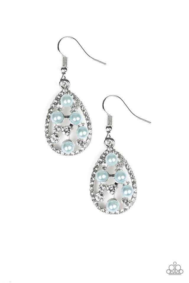 Fabulously Wealthy Blue Pearl Teardrop Earrings - Paparazzi Accessories- lightbox - CarasShop.com - Paparazzi Jewelry by Cara Jewels