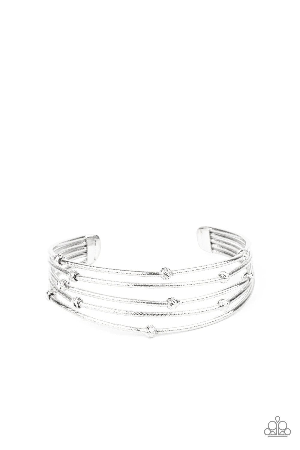 Face The METALLIC Music Silver Bracelet - Paparazzi Accessories- lightbox - CarasShop.com - Paparazzi Jewelry by Cara Jewels