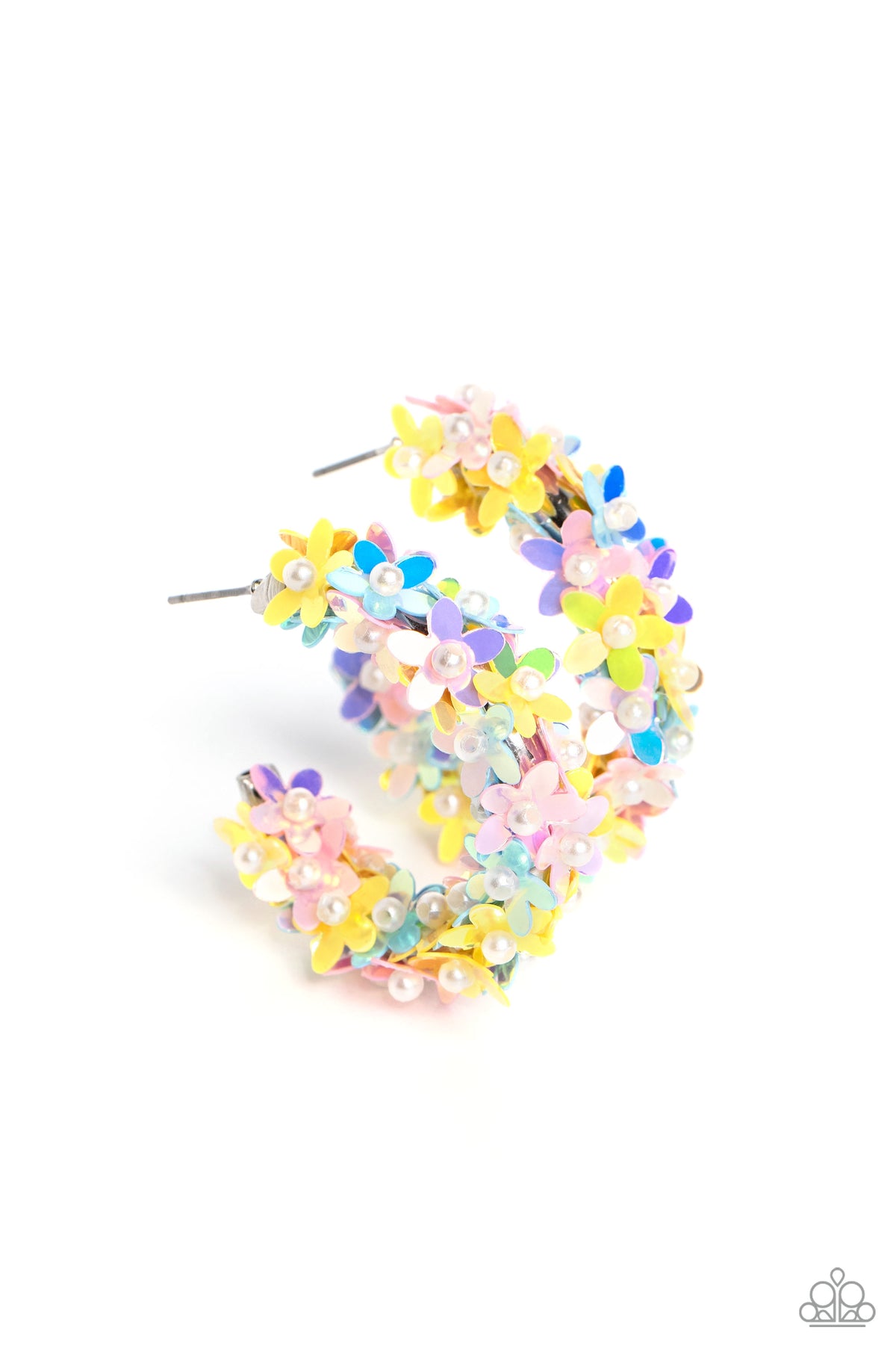 Fairy Fantasia Multi Floral Hoop Earrings - Paparazzi Accessories- lightbox - CarasShop.com - Paparazzi Jewelry by Cara Jewels
