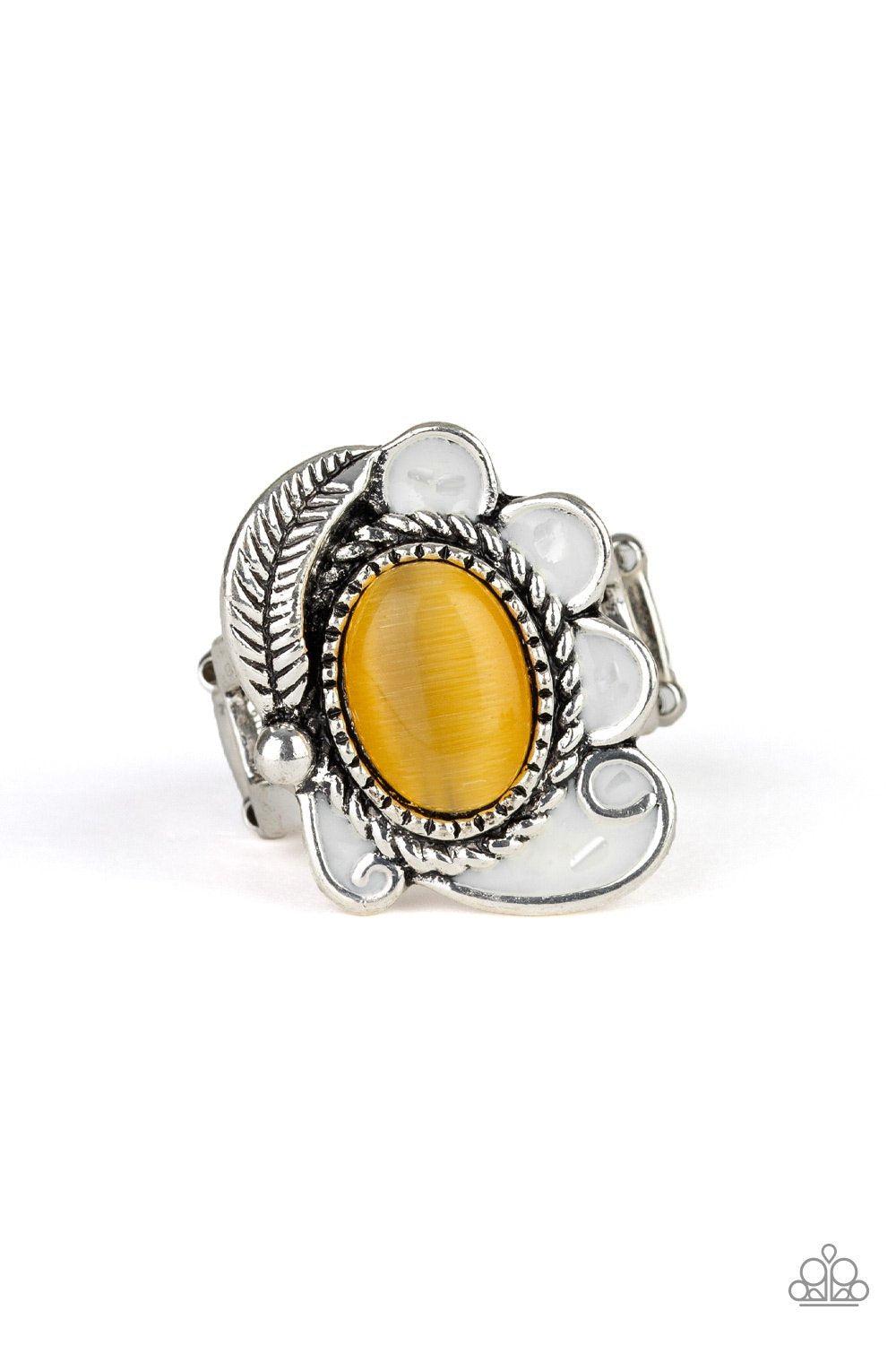 Fairytale Magic Yellow Moonstone Ring - Paparazzi Accessories- lightbox - CarasShop.com - Paparazzi Jewelry by Cara Jewels