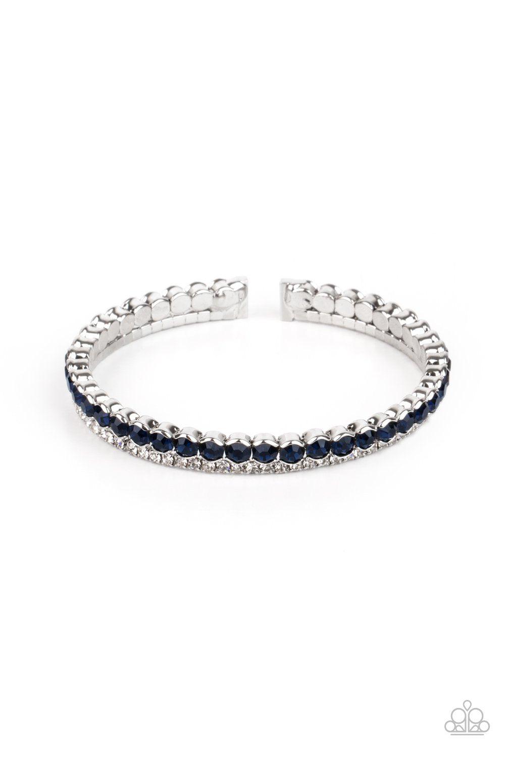 Fairytale Sparkle Blue and White Rhinestone Cuff Bracelet - Paparazzi Accessories- lightbox - CarasShop.com - Paparazzi Jewelry by Cara Jewels