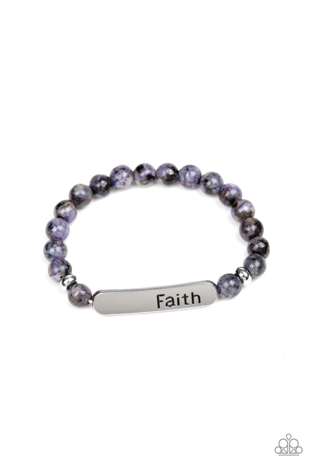Faith In All Things Purple Stone Stretch Bracelet - Paparazzi Accessories- lightbox - CarasShop.com - Paparazzi Jewelry by Cara Jewels
