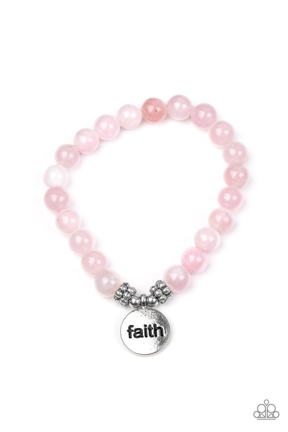 FAITH it, Till You Make It Pink Stone Stretch Bracelet - Paparazzi Accessories- lightbox - CarasShop.com - Paparazzi Jewelry by Cara Jewels
