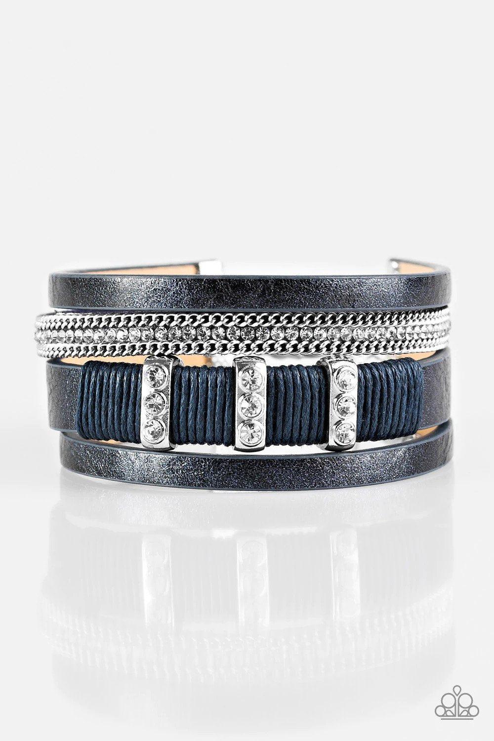 Fame Night Blue Bracelet - Paparazzi Accessories- lightbox - CarasShop.com - Paparazzi Jewelry by Cara Jewels