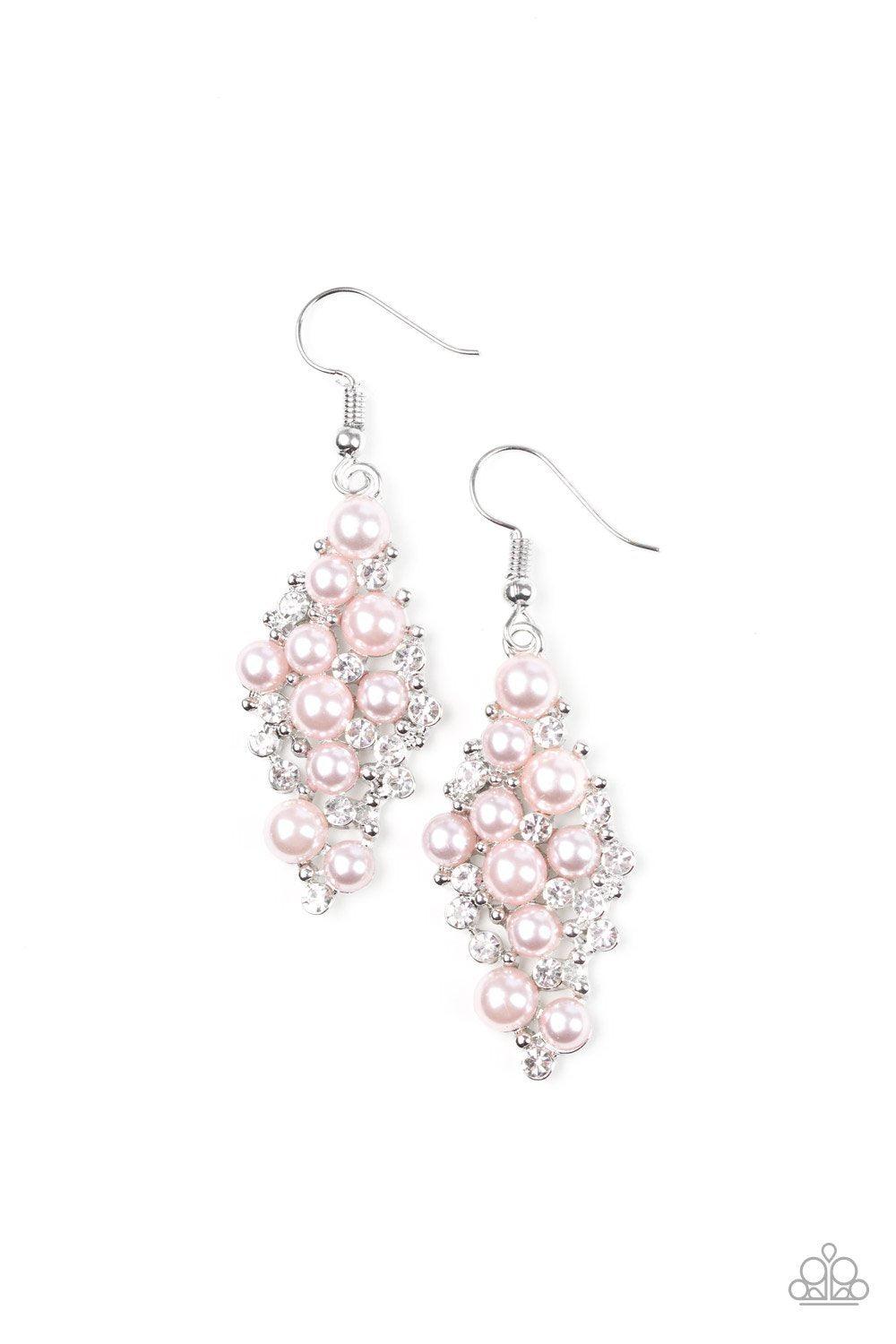 Famous Fashion Pink Pearl Earrings - Paparazzi Accessories- lightbox - CarasShop.com - Paparazzi Jewelry by Cara Jewels