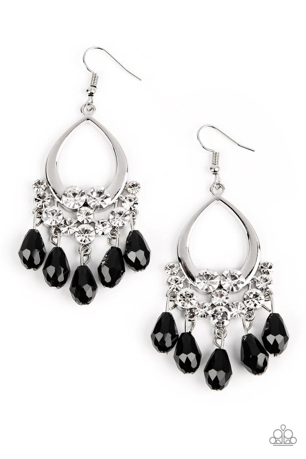 Famous Fashionista Black Earrings - Paparazzi Accessories- lightbox - CarasShop.com - Paparazzi Jewelry by Cara Jewels