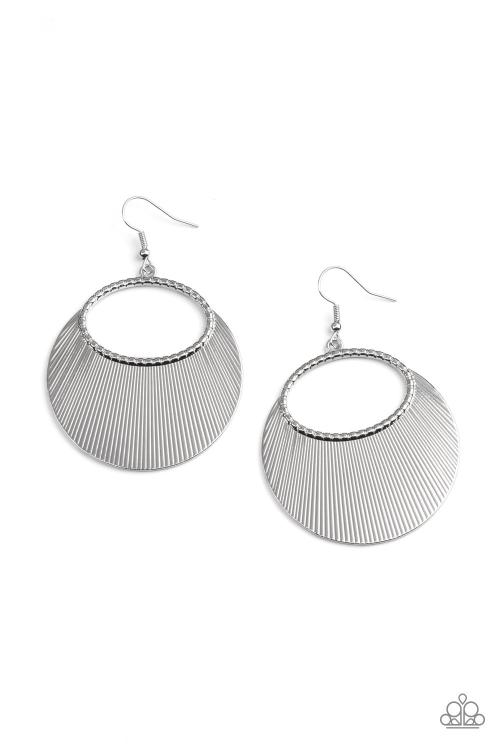 Fan Girl Glam Silver Earrings - Paparazzi Accessories- lightbox - CarasShop.com - Paparazzi Jewelry by Cara Jewels