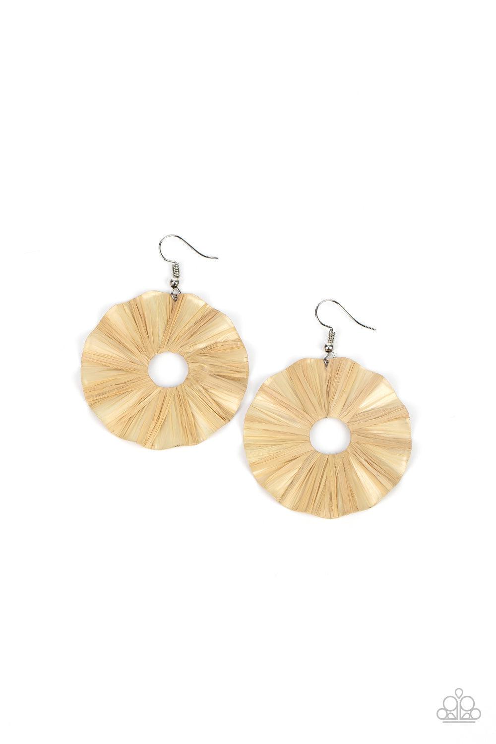 Fan The Breeze Brown Earrings - Paparazzi Accessories- lightbox - CarasShop.com - Paparazzi Jewelry by Cara Jewels