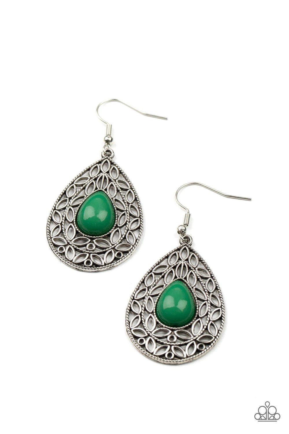 Fanciful Droplets Green Earrings - Paparazzi Accessories- lightbox - CarasShop.com - Paparazzi Jewelry by Cara Jewels