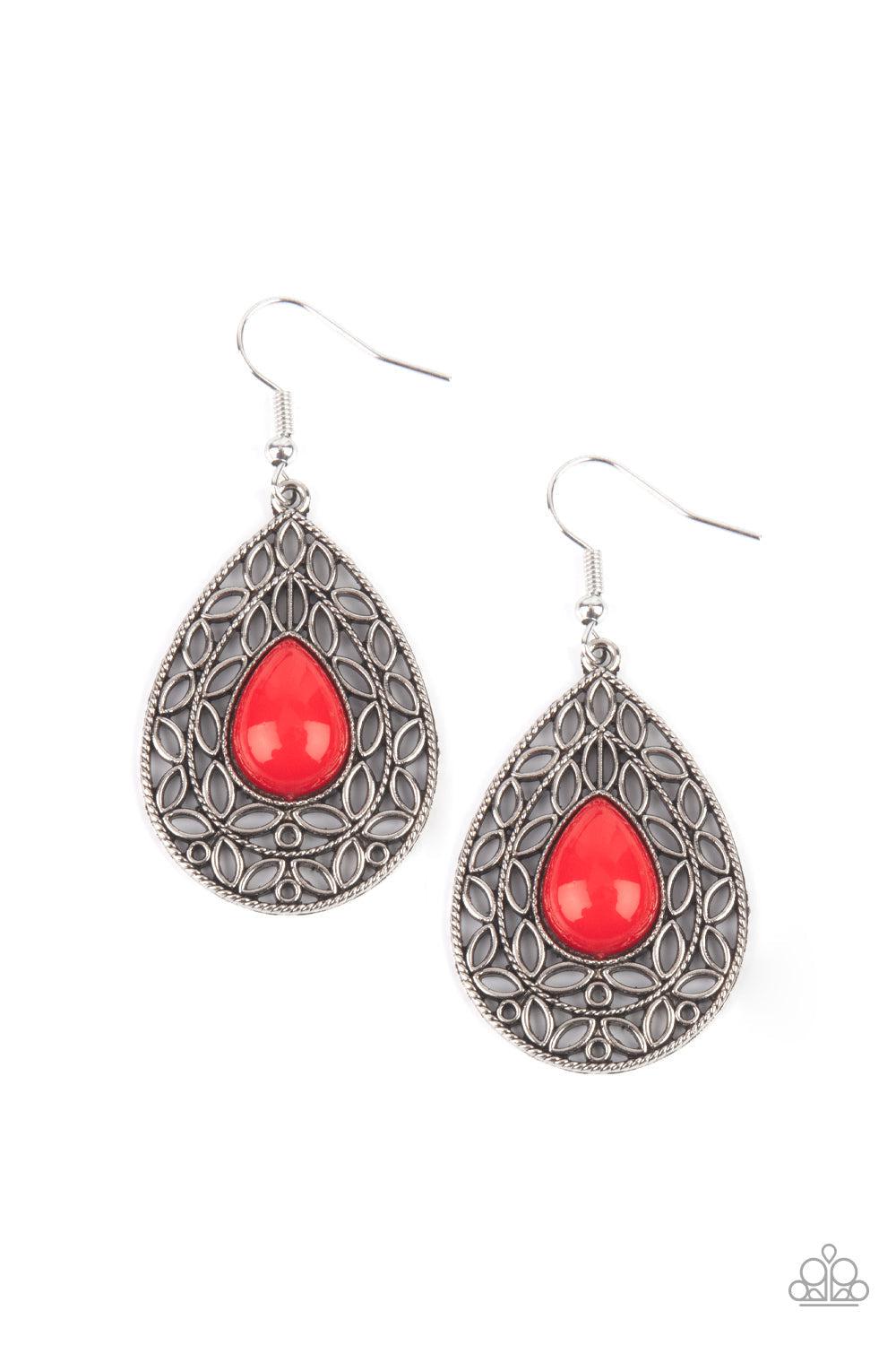Fanciful Droplets Red Earrings - Paparazzi Accessories- lightbox - CarasShop.com - Paparazzi Jewelry by Cara Jewels