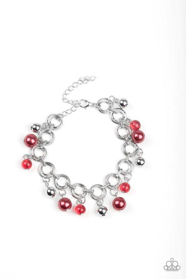 Fancy Fascination Red Bracelet - Paparazzi Accessories- lightbox - CarasShop.com - Paparazzi Jewelry by Cara Jewels