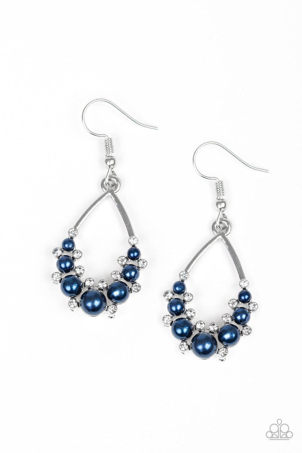 Fancy First Blue Pearl Earrings - Paparazzi Accessories- lightbox - CarasShop.com - Paparazzi Jewelry by Cara Jewels
