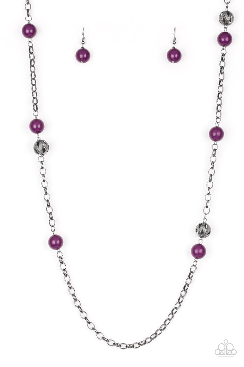 Fashion Fad Purple and Gunmetal Necklace - Paparazzi Accessories- lightbox - CarasShop.com - Paparazzi Jewelry by Cara Jewels