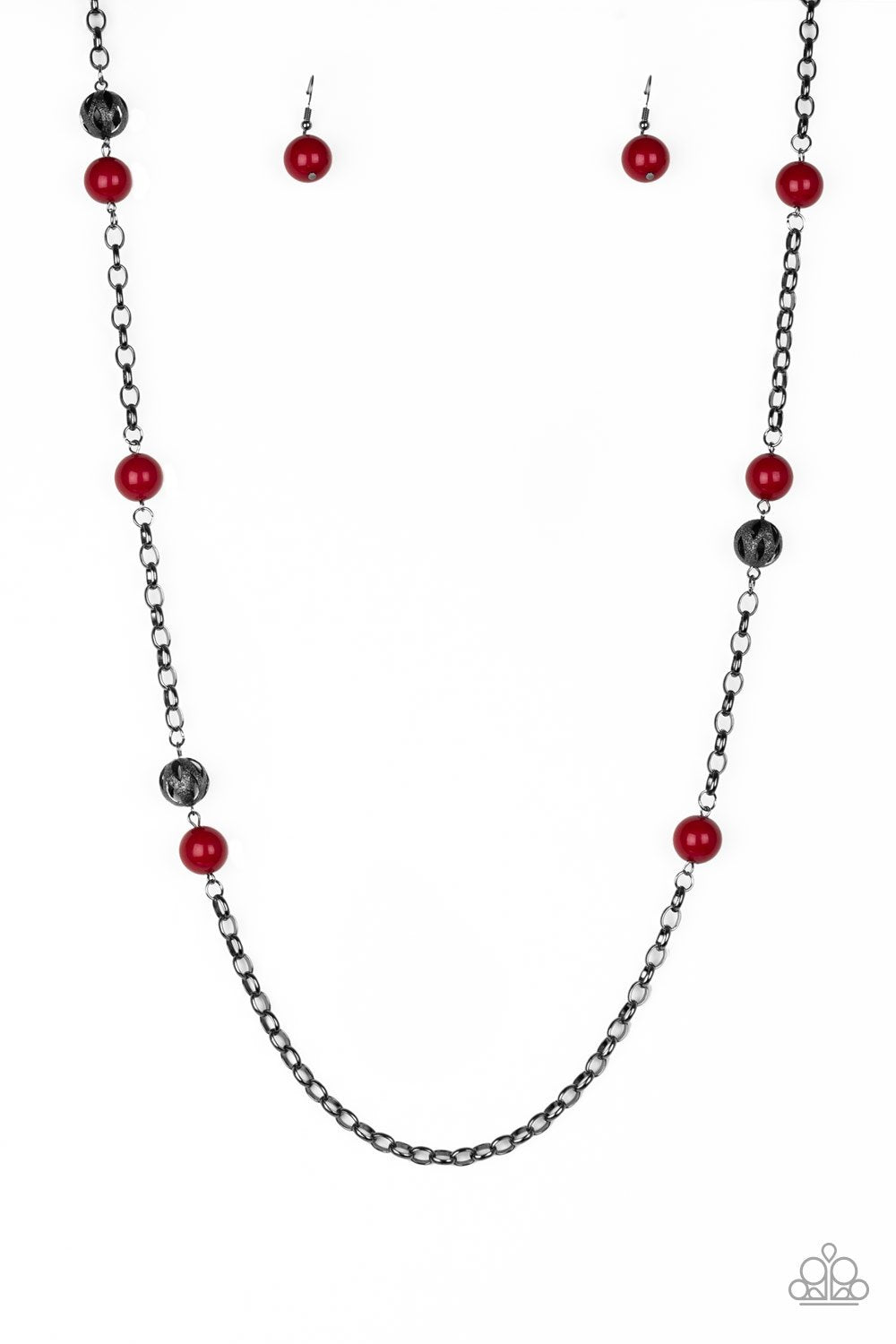 Fashion Fad Red Necklace - Paparazzi Accessories- lightbox - CarasShop.com - Paparazzi Jewelry by Cara Jewels