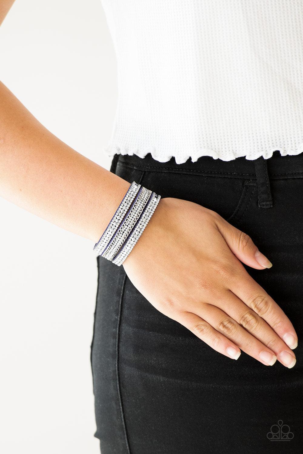 Fashion Fanatic Blue Wrap Bracelet - Paparazzi Accessories- lightbox - CarasShop.com - Paparazzi Jewelry by Cara Jewels