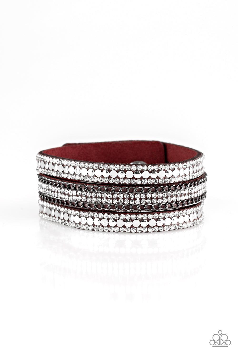 Fashion Fanatic Red Urban Wrap Bracelet - Paparazzi Accessories- lightbox - CarasShop.com - Paparazzi Jewelry by Cara Jewels