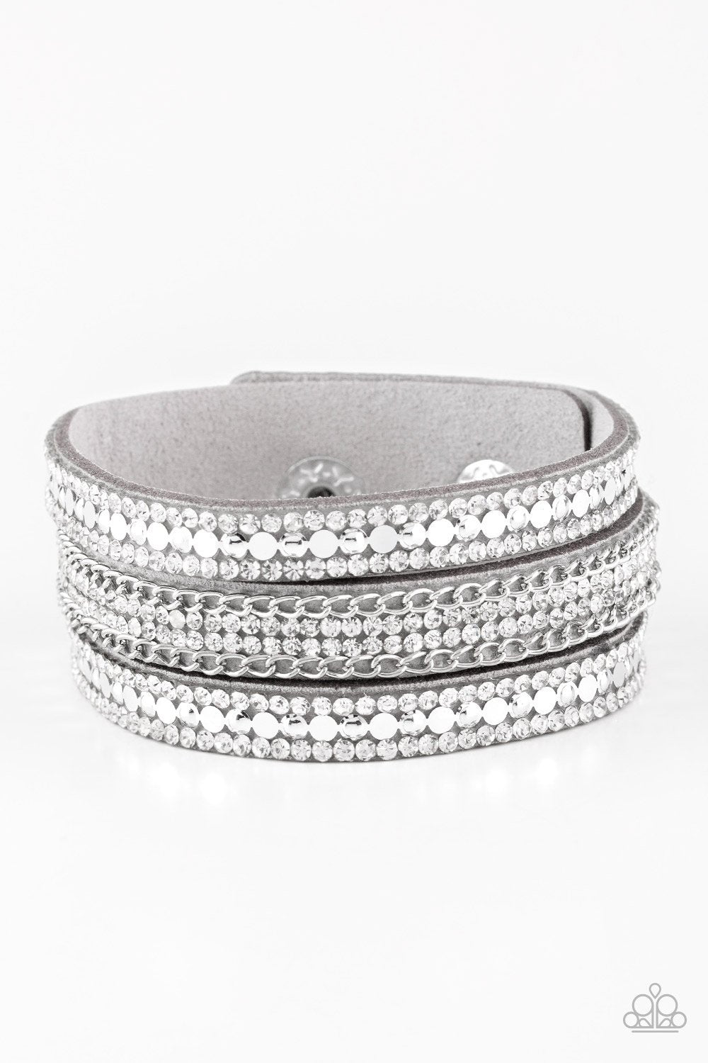 Fashion Fanatic Silver Urban Wrap Snap Bracelet - Paparazzi Accessories- lightbox - CarasShop.com - Paparazzi Jewelry by Cara Jewels