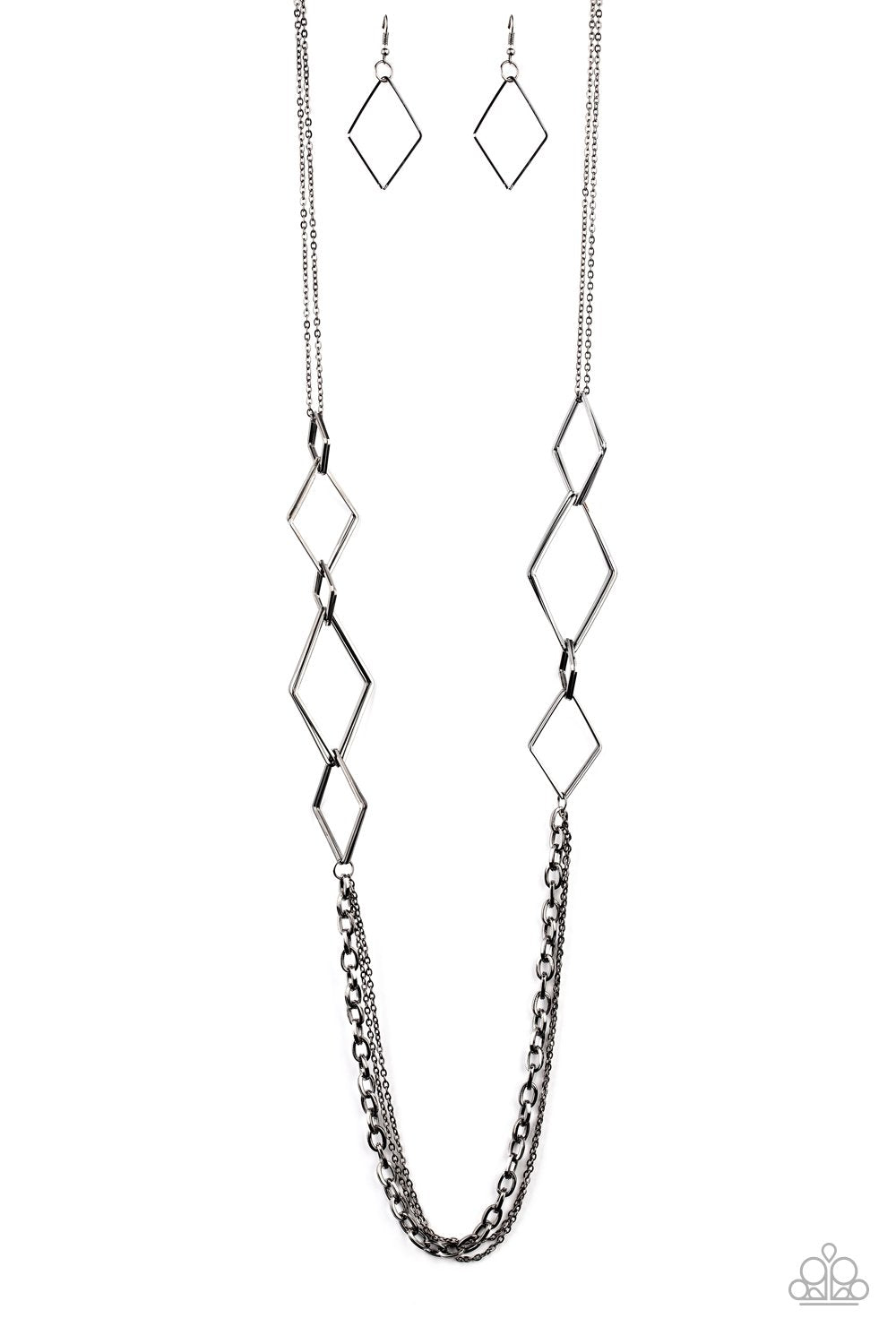 Fashion Fave Black Gunmetal Necklace - Paparazzi Accessories- lightbox - CarasShop.com - Paparazzi Jewelry by Cara Jewels