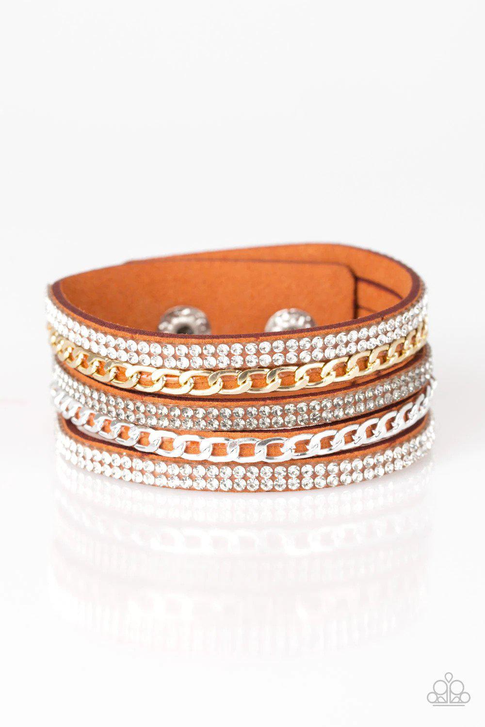 Fashion Fiend Orange Wrap Snap Urban Bracelet - Paparazzi Accessories- lightbox - CarasShop.com - Paparazzi Jewelry by Cara Jewels