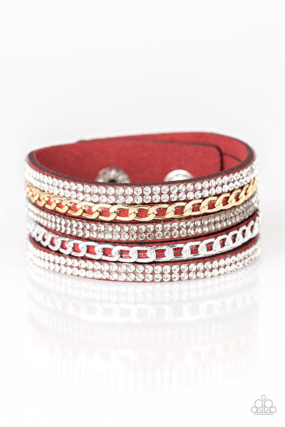 Fashion Fiend Red Urban Wrap Bracelet - Paparazzi Accessories- lightbox - CarasShop.com - Paparazzi Jewelry by Cara Jewels