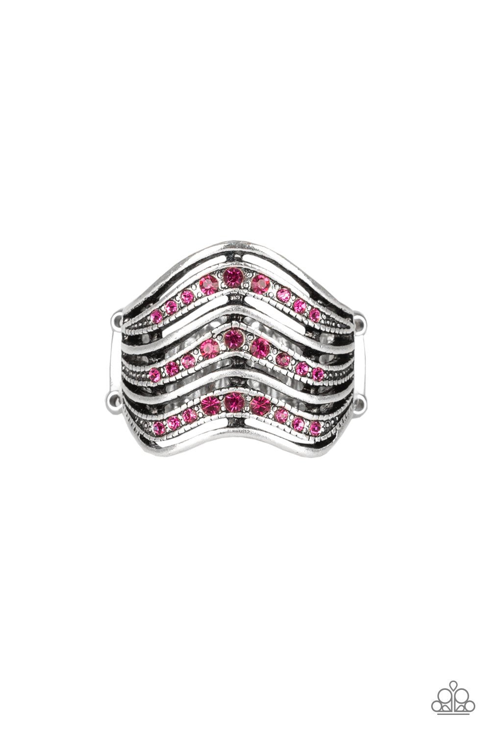 Fashion Finance Pink Rhinestone Ring - Paparazzi Accessories- lightbox - CarasShop.com - Paparazzi Jewelry by Cara Jewels