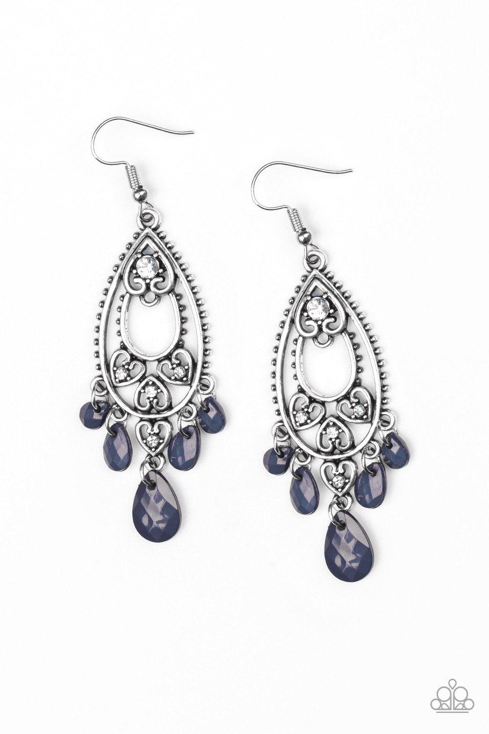 Fashion Flirt Blue and Silver Earrings - Paparazzi Accessories- lightbox - CarasShop.com - Paparazzi Jewelry by Cara Jewels