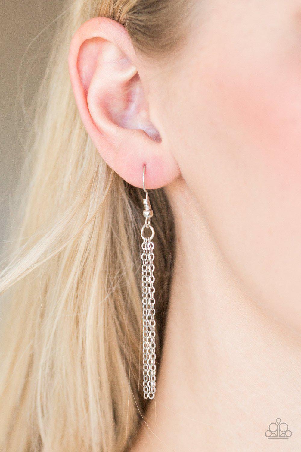 Fashionably Fantabulous Silver and Red Gem Necklace - Paparazzi Accessories - free matching earrings -CarasShop.com - Paparazzi Jewelry by Cara Jewels