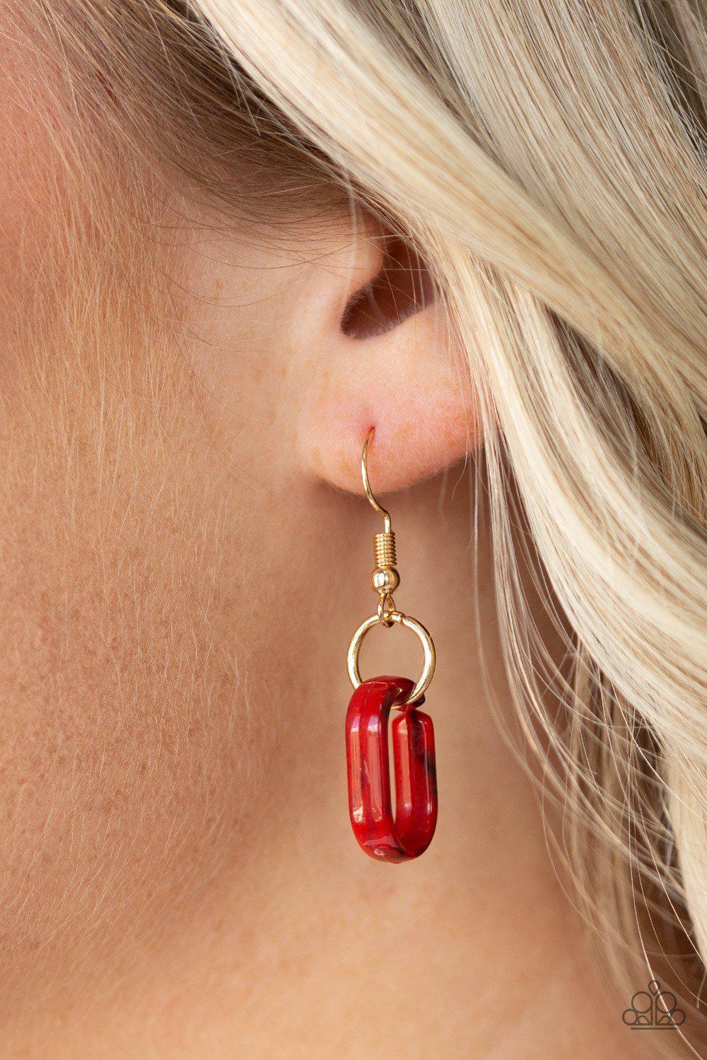 Fashionista Fever Red Acrylic Necklace - Paparazzi Accessories - free matching earrings -CarasShop.com - Paparazzi Jewelry by Cara Jewels
