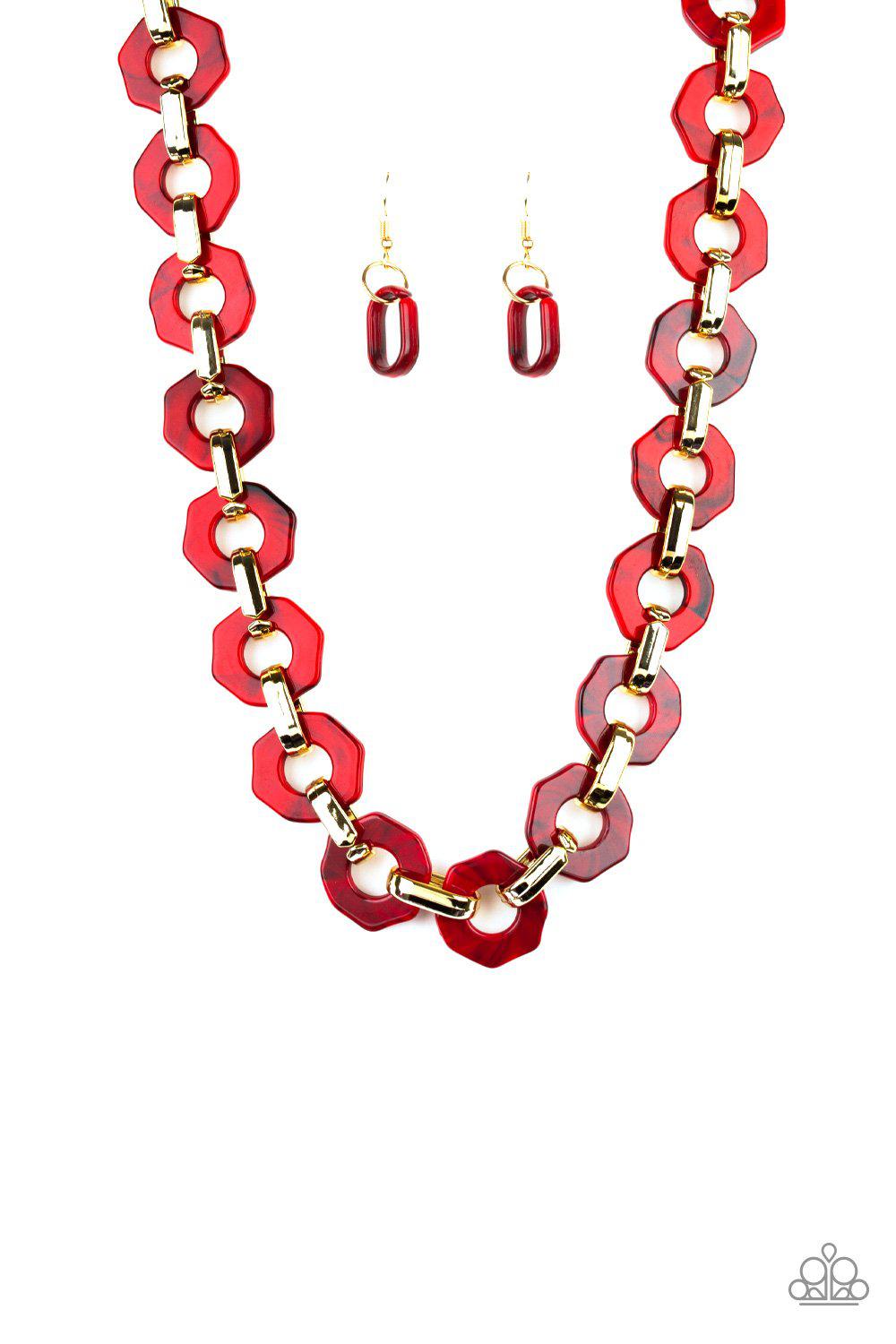 Fashionista Fever Red Acrylic Necklace - Paparazzi Accessories- lightbox - CarasShop.com - Paparazzi Jewelry by Cara Jewels