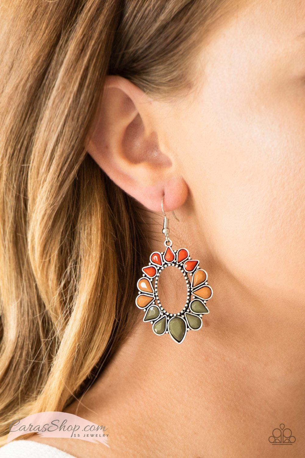 Fashionista Flavor - Multi-color Earrings - Paparazzi Accessories- on model - CarasShop.com - Paparazzi Jewelry by Cara Jewels