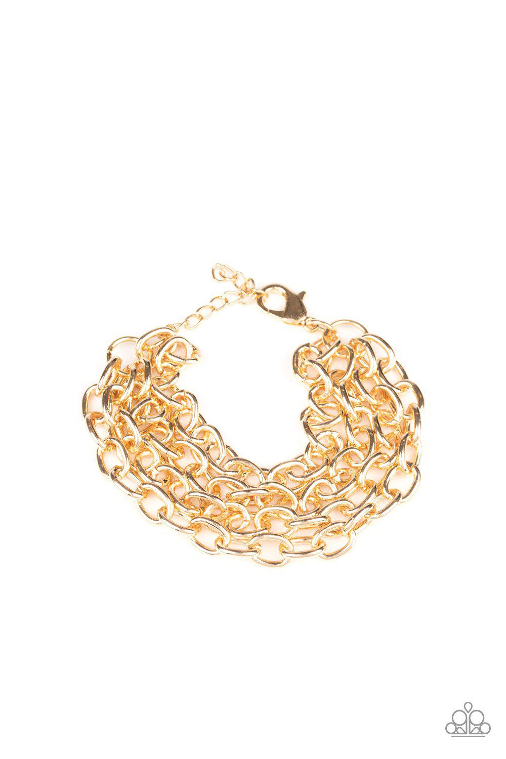 Fast Ball Gold Chain Bracelet - Paparazzi Accessories- lightbox - CarasShop.com - Paparazzi Jewelry by Cara Jewels