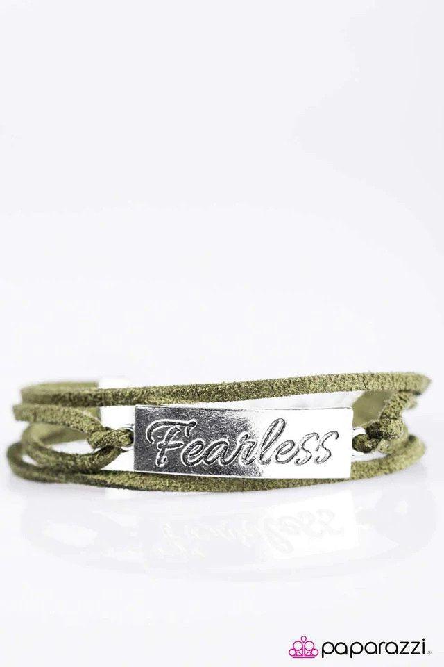 Fearless Green Inspirational Bracelet - Paparazzi Accessories- lightbox - CarasShop.com - Paparazzi Jewelry by Cara Jewels