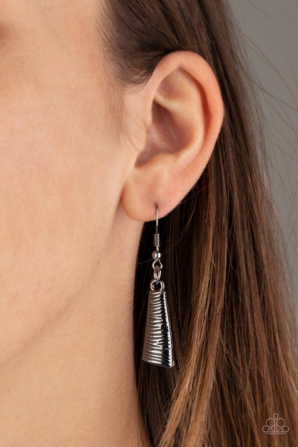 Feast or Famine Gunmetal Black Necklace - Paparazzi Accessories - free matching earrings -CarasShop.com - Paparazzi Jewelry by Cara Jewels