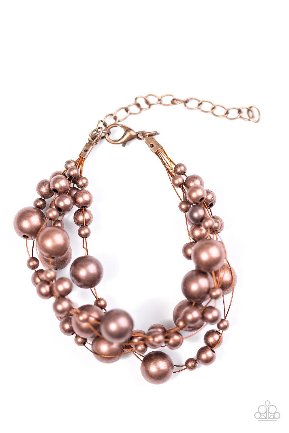 Feeling Fabulous Copper Pearl Bracelet - Paparazzi Accessories- lightbox - CarasShop.com - Paparazzi Jewelry by Cara Jewels